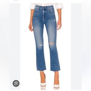 MOTHER THE HUSTLER ANKLE FRAY IN CANT STOP STARING HI RISE ANKLE KICK FLARE SZ26